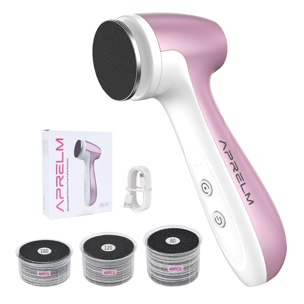 APRELM E7 pink foot file with ergonomic handle for comfortable, smooth foot care.