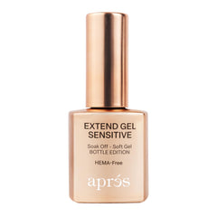 APRÉS Extend Gel Sensitive bottle showing HEMA-free formula for gentle, durable wear.