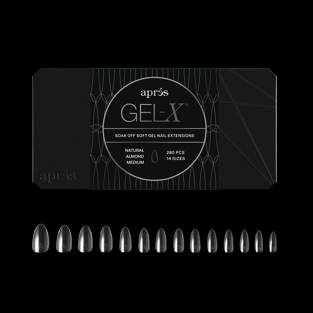 APRÉS Gel-X Almond: caja de tips para un acabado uniforme y duradero.