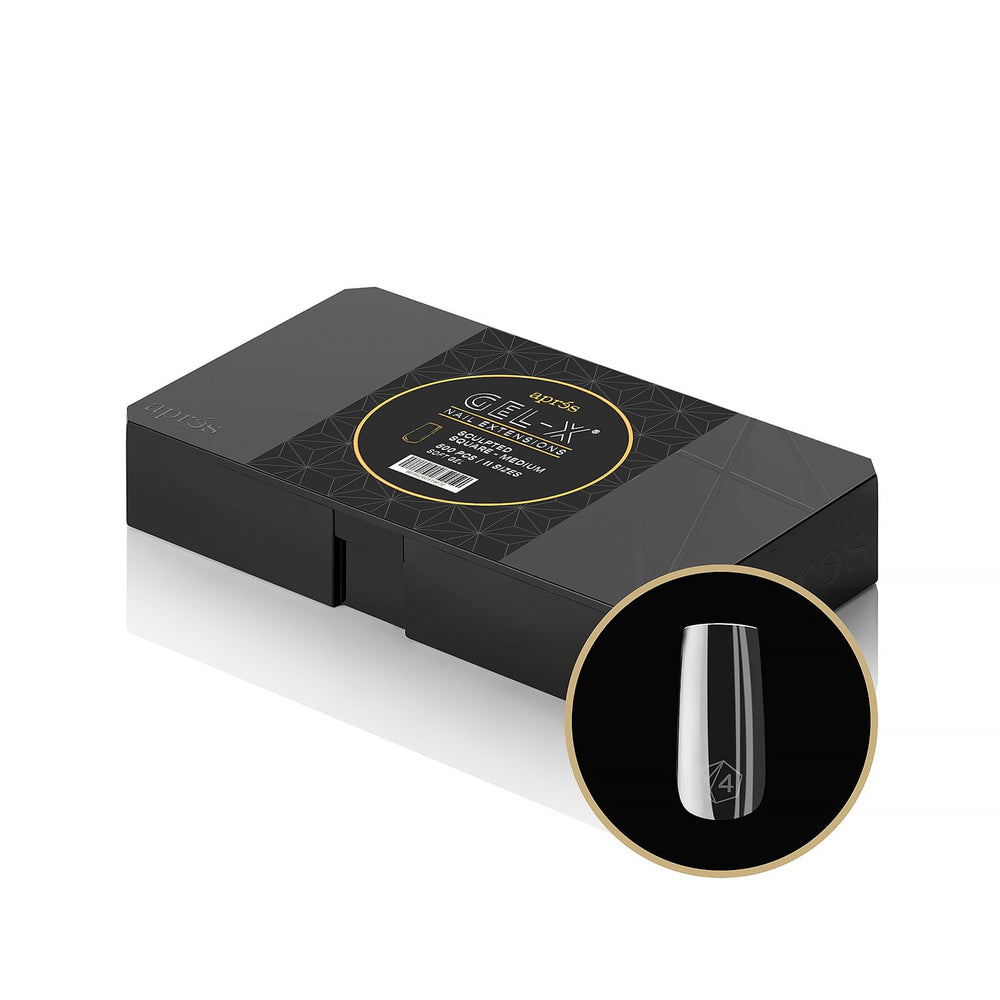 APRÉS Gel-X: caja de puntas Cuadrado Esculpido mediano para ajuste perfecto.