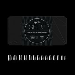 APRÉS Gel-X Coffin: caja de tips naturales para un acabado suave y duradero.