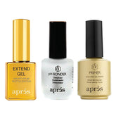 APRÉS Gel-X gold bottle pH bonder boosts adhesion and gentle nail prep.
