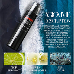 Aqua Blance Agiomme bottle with sea and sun imagery for outdoor days.
