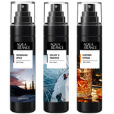 AQUA BLANCE Ironwood Spice bottle showcases bold citrus-spice-wood blend for lasting freshness.
