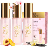 AQUA BLANCE Poetry Echoes bottle close-up; vanilla and black cherry, long-lasting scent for daily wear.