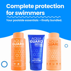 AQUA GUARD Post-Swim Shampoo cleanses chlorine buildup while restoring softness.
