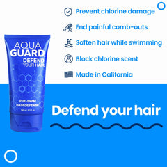 AQUA GUARD pre-swim hair defense applied to ends helps prevent dryness and breakage.