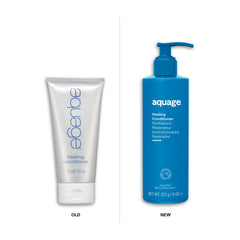Textura crema sedosa de AQUAGE, aporta nutrición intensiva al cabello.