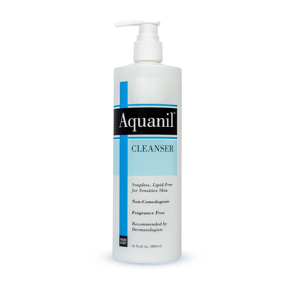 Aquanil Lotion, botella de 16 onzas, limpieza suave sin fragancias para piel sensible.