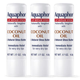 Aquaphor barra reparadora de labios con coco, hidratación rápida.
