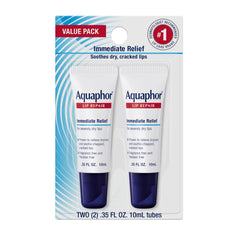 Aquaphor Lip Repair Ointment tube front view for quick dryness relief.