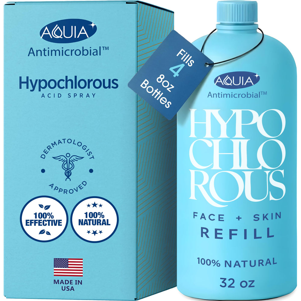 Aquia hypochlorous spray bottle 32oz refill for easy skincare refills.