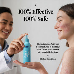 Aquia hypochlorous spray used on a wound for cleansing aftercare.