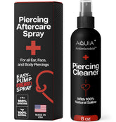 Aquia Spray de cuidado para perforaciones, botella 8oz, limpieza suave de perforaciones.