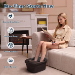 Aqvesane foot spa shows bubble jets for soothing foot massage.