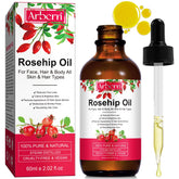 A r b c r n Rosehip oil bottle close-up for deep facial hydration.