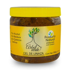 Arbol Verde Gel de Linaza en bote, ayuda a cabello saludable y brillo suave.