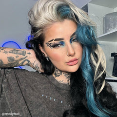 ARCTIC FOX Blue Jean Baby dye pour demonstrates easy mixing for custom shades.