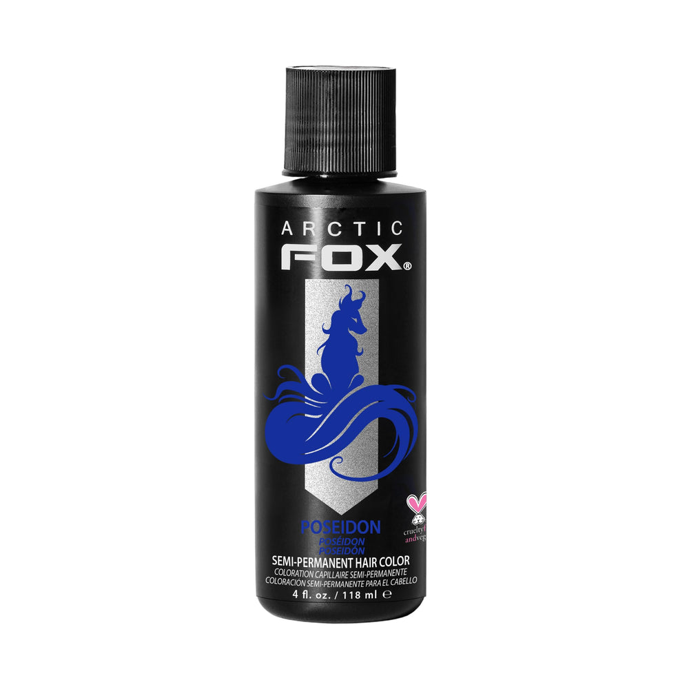Arctic Fox Poseidon Blue bottle showing vibrant color for bold semi permanent dye