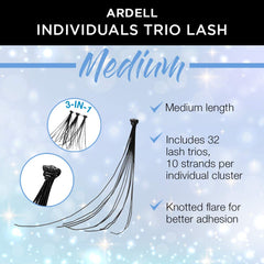 Ardell Individual Trios Medium Black Natural Blend for seamless lashes.