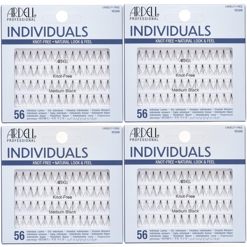 Ardell Medium Black Individuals lashes with knot-free Invisiband for natural blending.