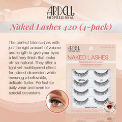 Ardell Naked Lashes 420 close-up natural strip showcasing seamless blending.
