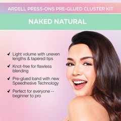 Ardell Press On Lashes Naked Natural packaging front demonstrates quick wear readiness