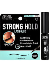 Ardell Strong Hold Lash Glue bottle close-up showing durable adhesion.