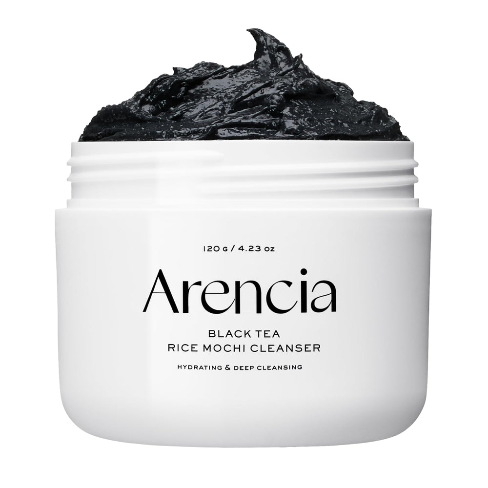 ARENCIA Black Tea Rice Mochi Cleanser bottle emphasizes pore care.
