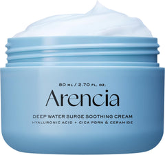 ARENCIA Deep Water Surge Cream jar closeup showing rich hydration for dry skin