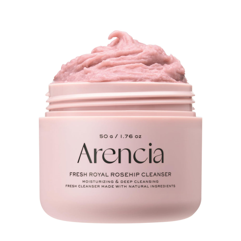 Arencia Rosehip botella del limpiador diario con brillo suave.
