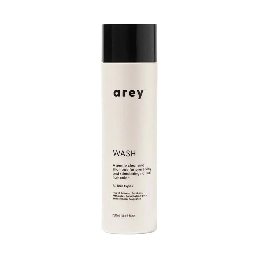 Arey Wash Shampoo promotes pigment preservation and healthier strands for daily use.