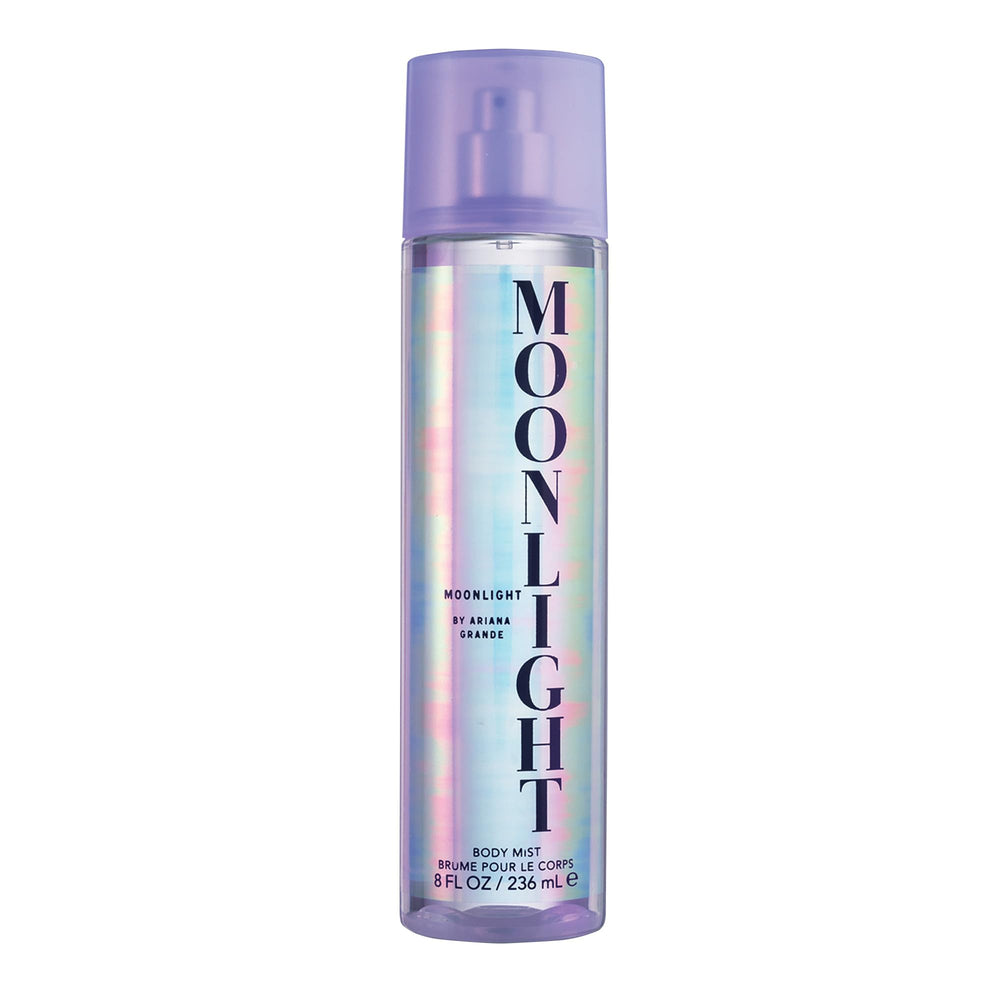 A Ariana Grande Moonlight bottle front showing the elegant floral gourmand scent for daily wear