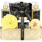 ArioseMonde Enchanted Orchid gift basket with gold design for chic home spa ambiance