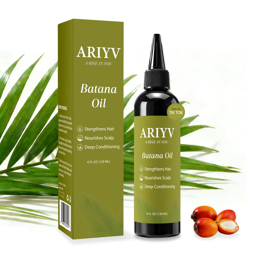 Ariyv Batana Oil bottle front displaying premium packaging for hair care.