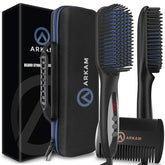 Arkam beard straightener kit open case for organized travel grooming.
