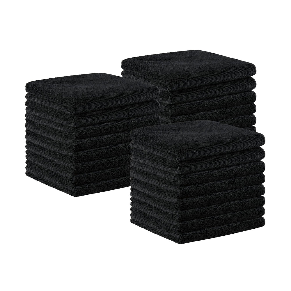 Arkwright bleach-proof salon towels in black, 16x27, ultra-soft microfiber for salons.