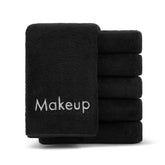 Arkwright makeup towels pack6 black ultra-soft coral fleece for gentle makeup removal.