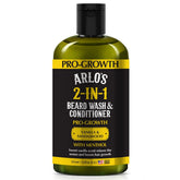 Arlo's Pro-Growth Beard Wash bottle pours vanilla sandalwood for a refreshing cleanse