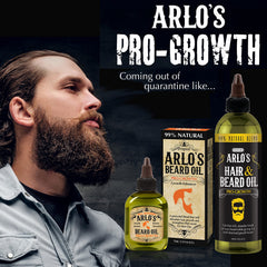 Arlo's Pro-Growth oil on beard and mustache for conditioning and control.