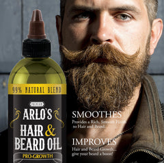 Arlo's Pro-Growth oil massaged into hair for nourishment and shine.