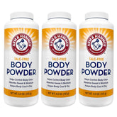 Arm & Hammer polvo corporal sin talco en envase, controla el olor.
