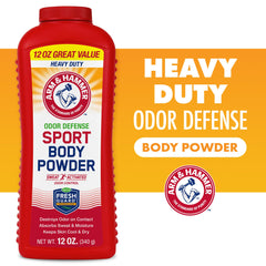 Arm & Hammer Sport Body Powder, textura fina para evitar rozaduras.