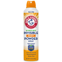 Arm & Hammer spray polvo corporal invisible sin talco para uso diario.