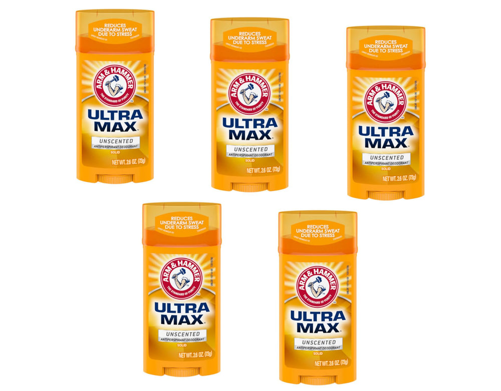 Arm & Hammer Ultra Max 5-pack box shown for unscented protection and convenience.
