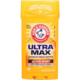 Arm & Hammer Ultramax desodorante sólido Sport, vista frontal, protección diaria duradera para entrenamientos
