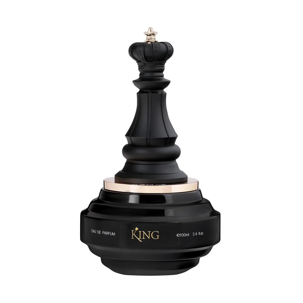 Armaf Checkmate King bottle front view, bold masculine design for confident presence