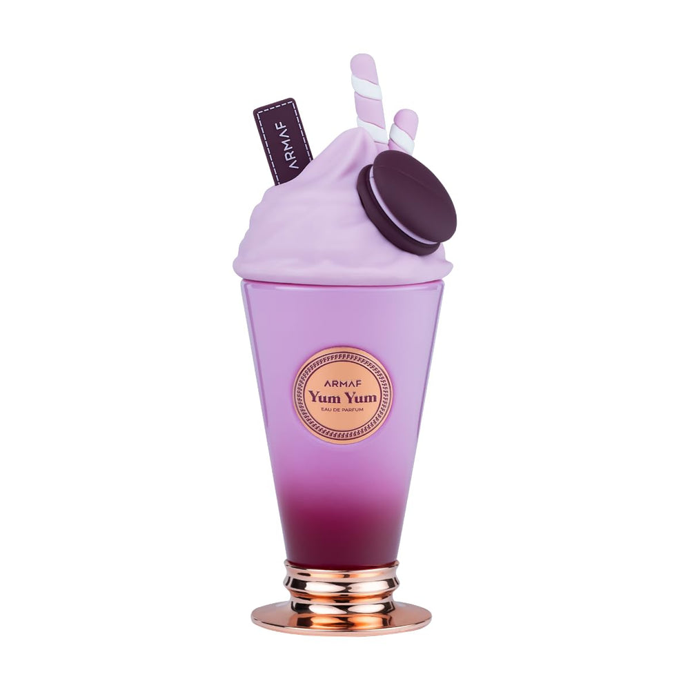 Armaf Delights Yum Yum perfume bottle front displays a vibrant opening for daytime wear.