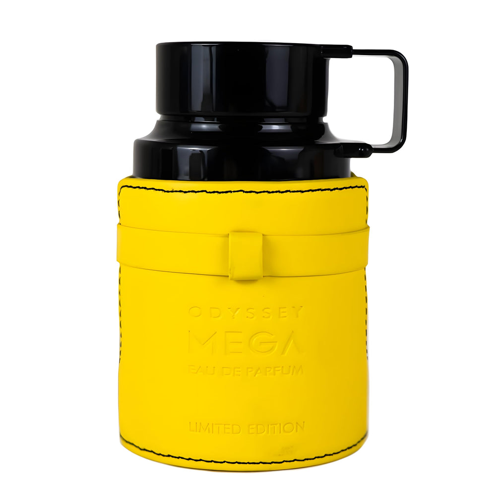 Armaf Odyssey Mega EDP bottle on display, suggesting all-day confidence and style.