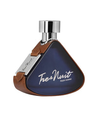 Armaf Tres Nuit bottle close-up cap highlights premium detail and grip
